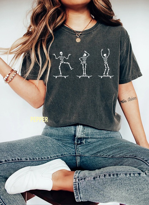 Retro Halloween Comfort Colors shirt Dancing Skeleton Halloween Vintage Ghost Ha