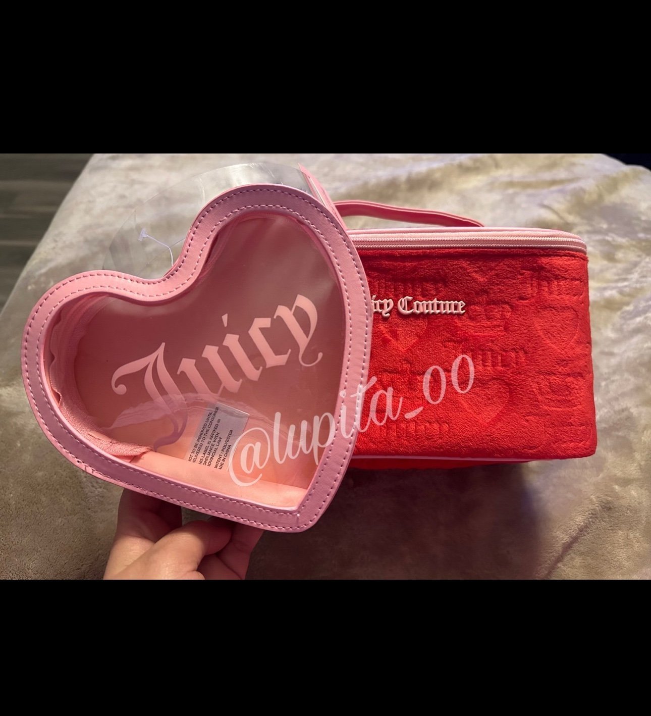 Juicy Couture Pink and Red Valentines makeup bag set