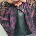Express Women's Y2K Lime Purple Ombre Tropical Leaf Print Silk Halter Neck Top 6