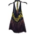 Express Women's Y2K Lime Purple Ombre Tropical Leaf Print Silk Halter Neck Top 6