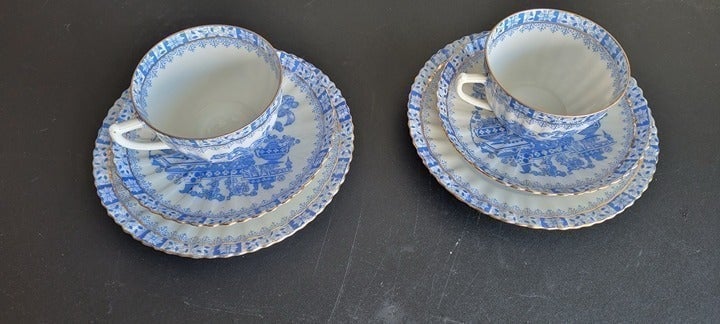 Vintage Rosslau Porcelain China Blau trimmed in Gold