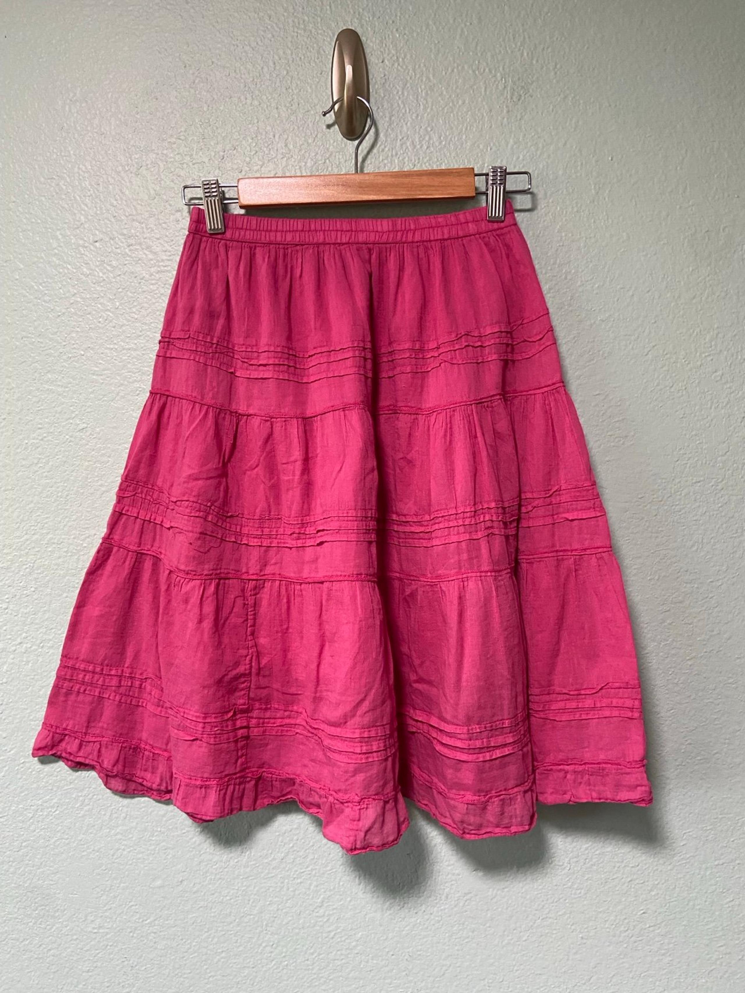 Vintage Jane Ashley Women's Pink Ruffle Y2K 2000s Knee Length Skirt Size Medium