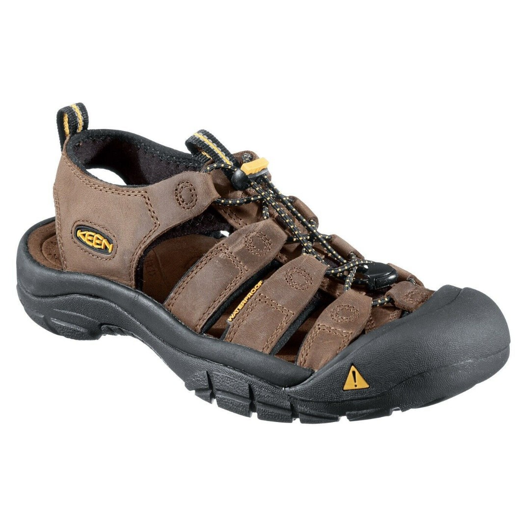 Keen Newport H2 Sports Leather Sandals Men’s 9 Black Yellow Hiking