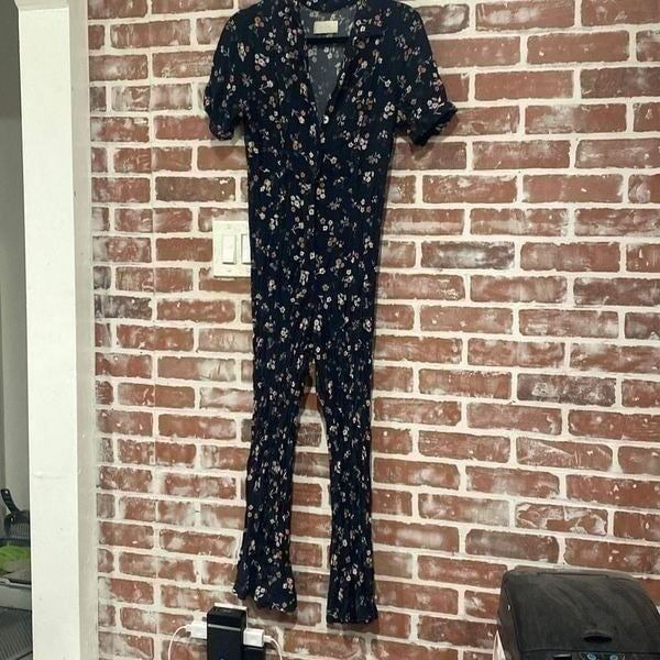 Capulet Womens Black Floral Wide Leg Jumpsuit Size XS
