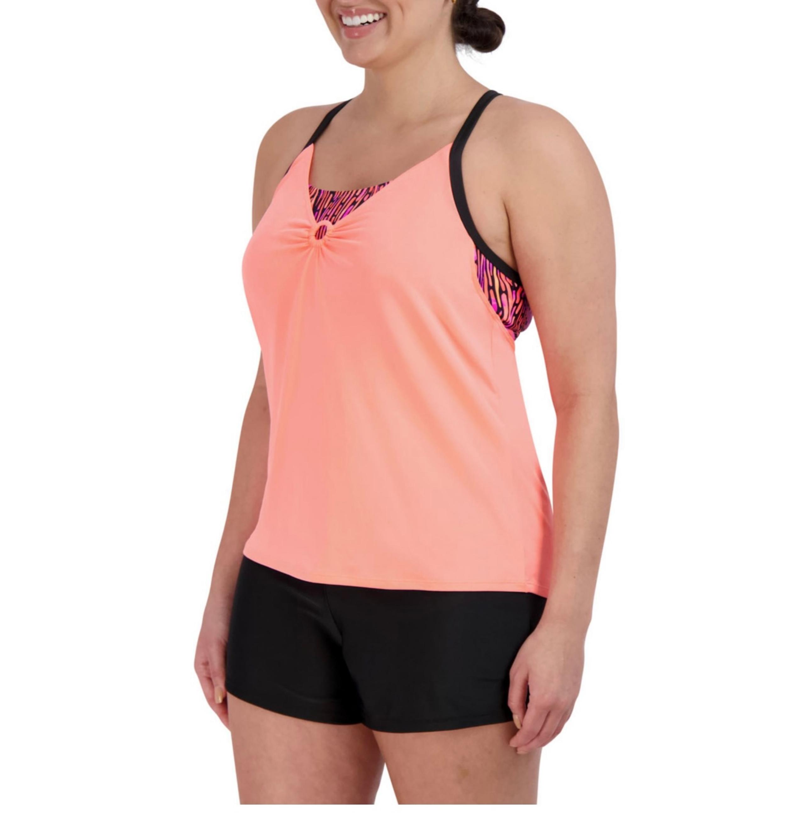 Zeroxposur Women's UPF 50+ Wide Strap Tankini Swimsuit Scallop Small new