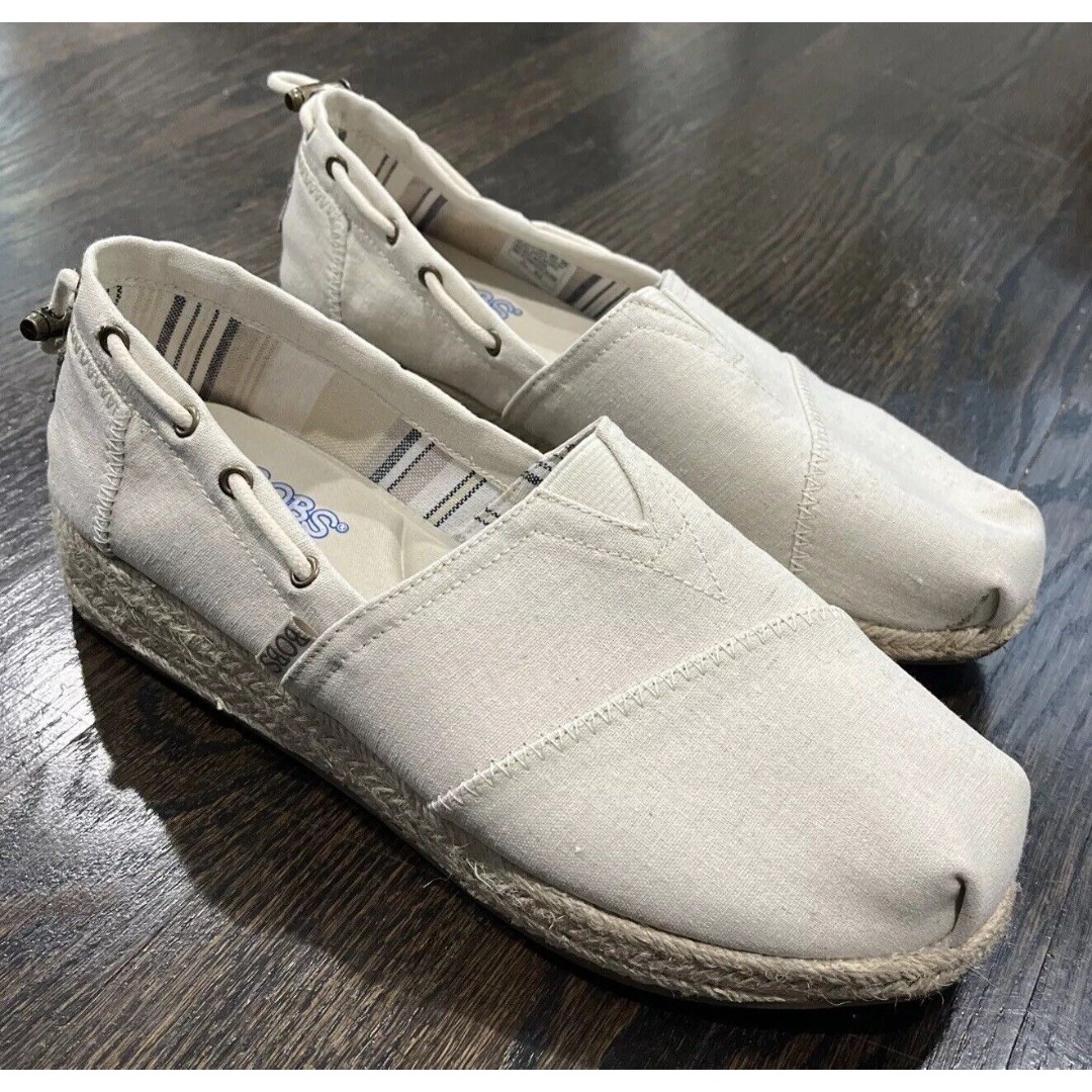 Skechers Bobs Espadrilles Women’s 9.5 Yacht Master Low Wedge Memory Foam Natural