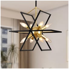 OLMCWOOL Modern Chandelier, Industrial Metal Dining Room Pendant Light,Black
