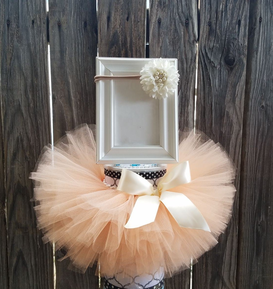 Blush Peach Ivory Tutu Headband size 12