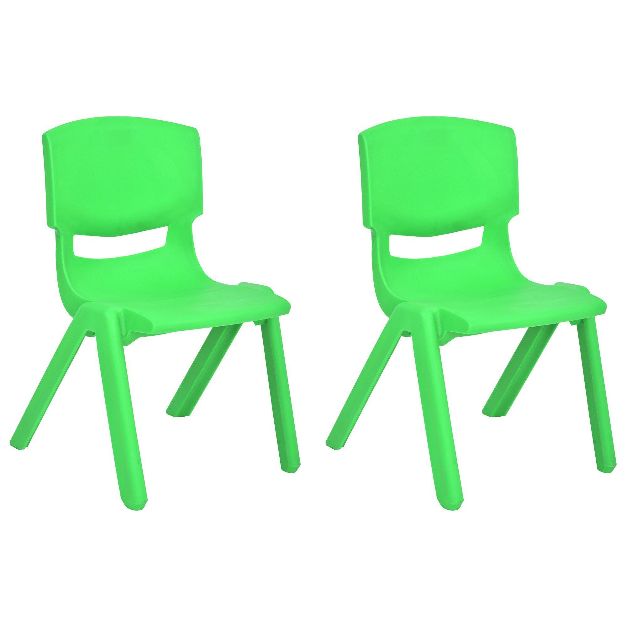 JOON Stackable Plastic Kids Learning Chairs, Green, 20.5x12.75X11 Inches, 2-Pac