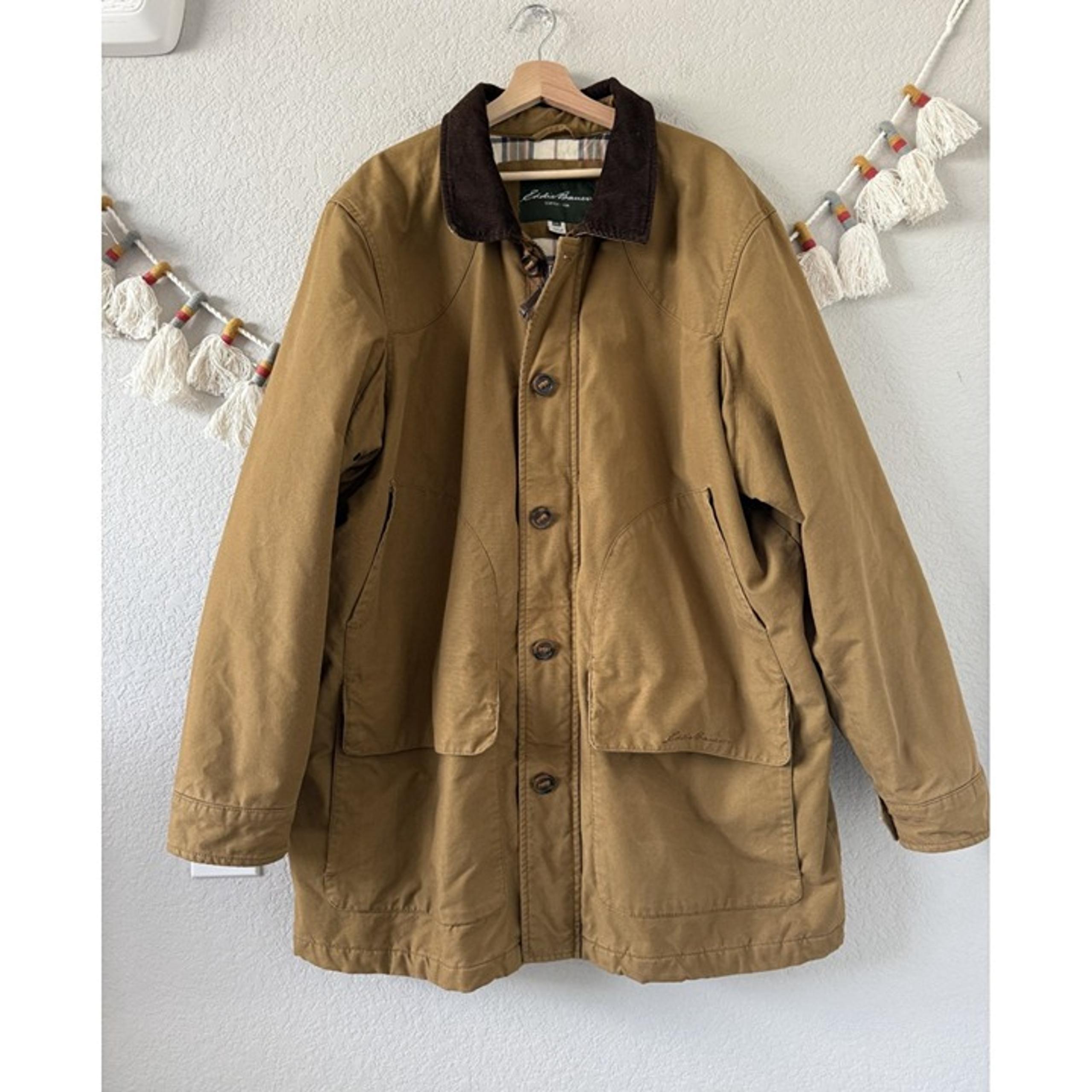 Vintage Eddie Bauer Cotton Canvas Corduroy Plaid Heavyweight Barn Coat Cabincore