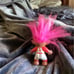Vintage TROLL doll red socks good luck charm
