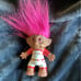 Vintage TROLL doll red socks good luck charm
