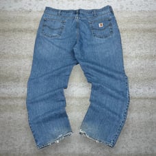 Vintage Carhartt Jeans Relaxed Fit Light Wash Work Wear Denim White Logo 90s