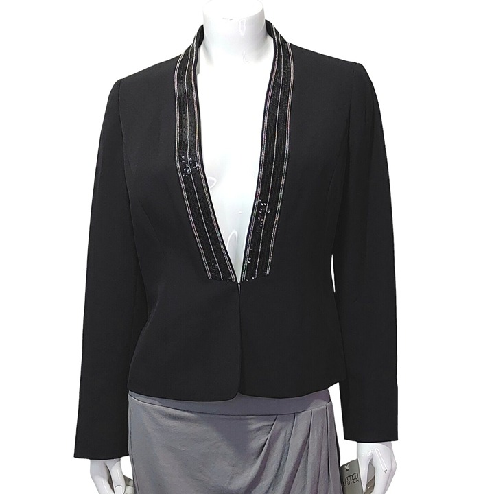 Kasper Open Front Lined Black Blazer Women's Size 6 NEW