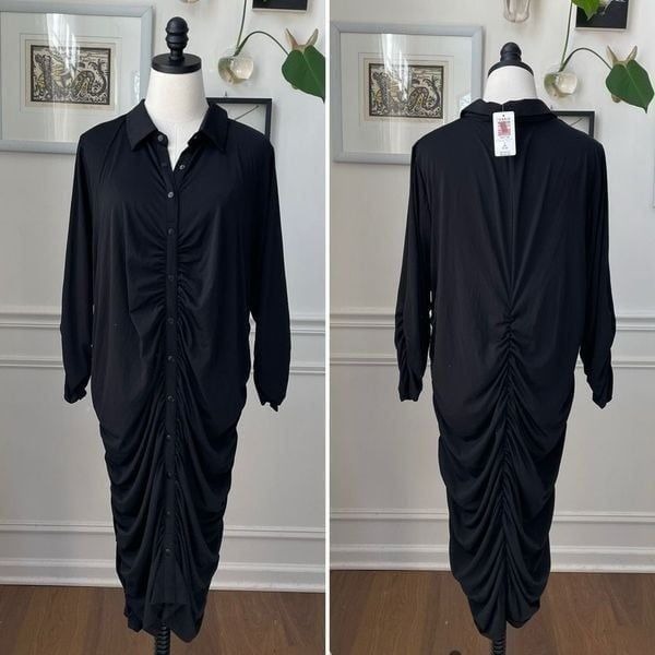 NWT torrid Torrid Black Studio Knit Shirred Button Front Shirtdress 70 3 3X