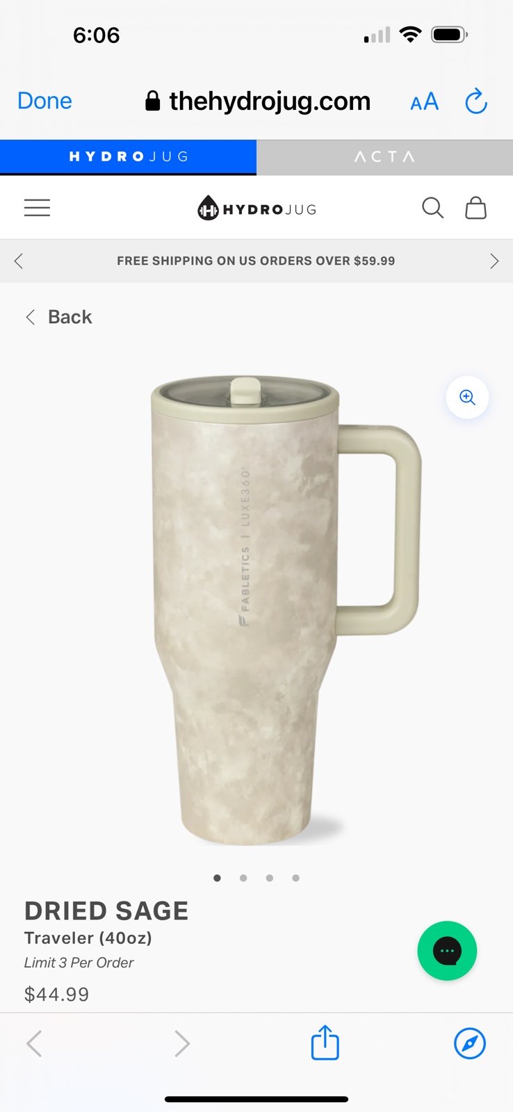 Dried Sage 40oz HydroJug x Fabletics Traveler