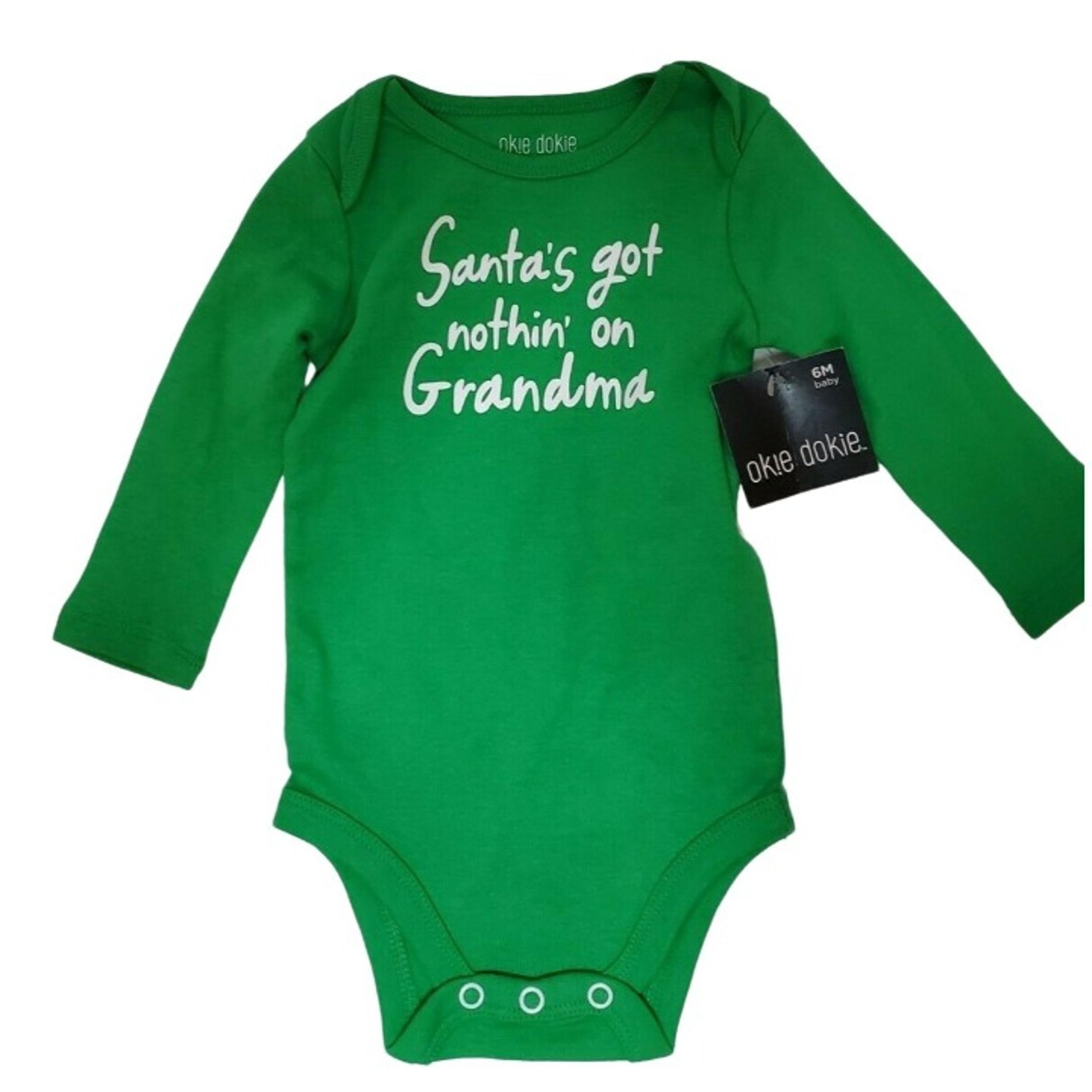 Santa's Got Nothin' On Grandma Body Suit By Okie Dokie Size 6 Months