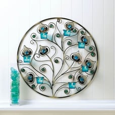 PEACOCK PLUMES CIRCULAR WALL SCONCE