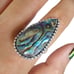 Natural Abalone Shell Ring S925 Sterling Silver Vintage SIZE 8 Bohemian