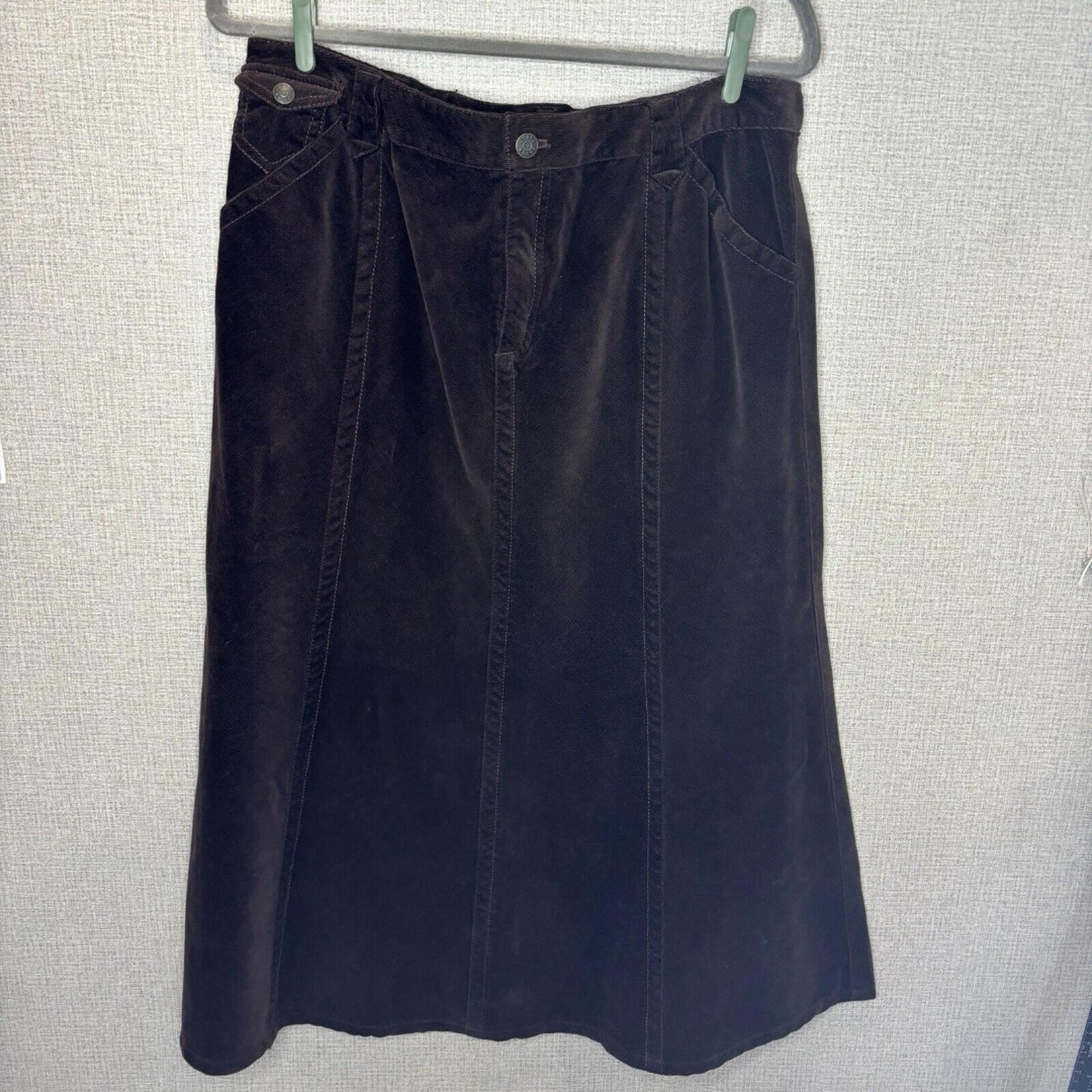 Eddie Bauer Soft Corduroy A Line Maxi Skirt Size 12 Brown Academia Lagenlook