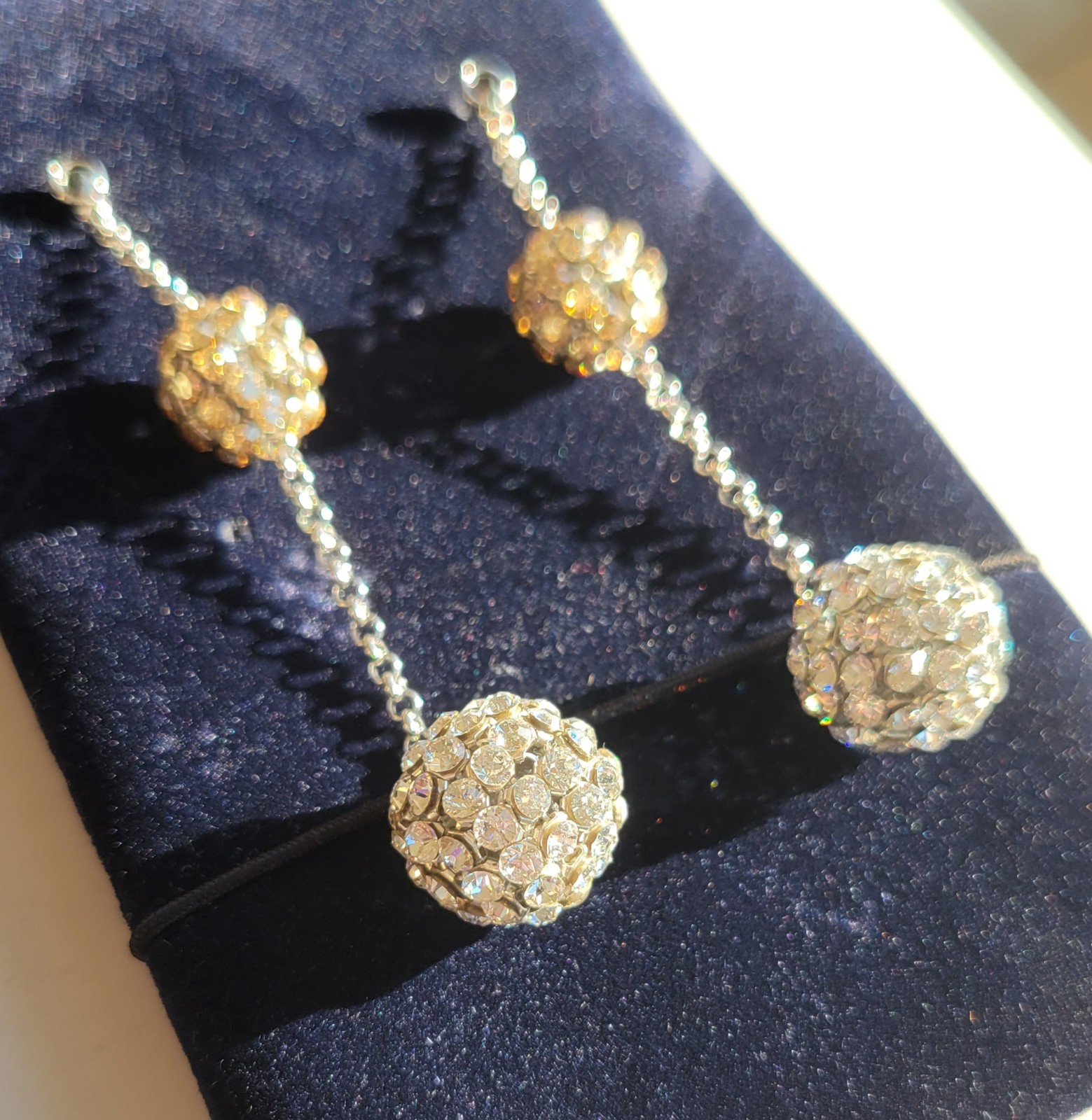 NEW Swarovski Rhinestone Cluster Crystal Ball Dangle Drop Earrings