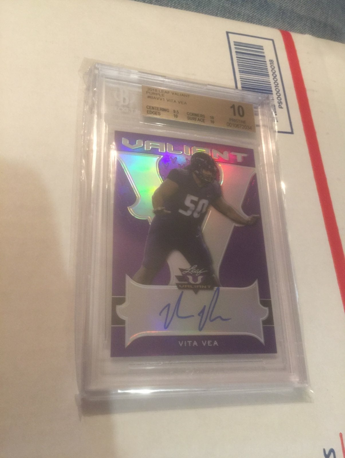2018 Vita Vea Leaf Valiant PURPLE AUTO Graded BGS Pristine Gem Mint 10 Autograph