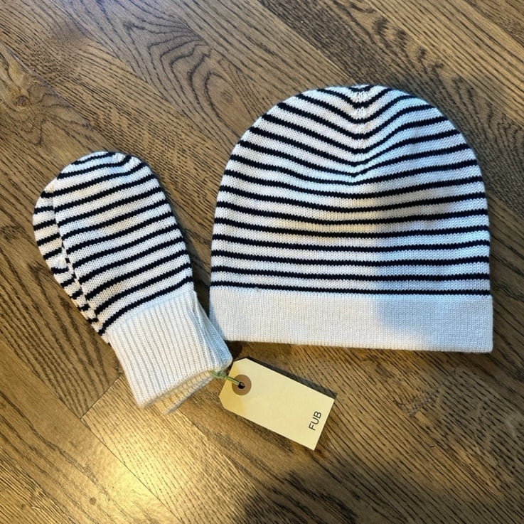FUB 100% wool hat and marching mitten winter 6-12 year 120-150cm new