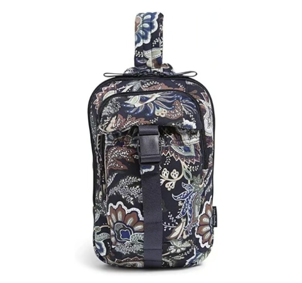 Vera Bradley Womens Recycled Cotton Utility Sling Backpack in Java Camo Navy