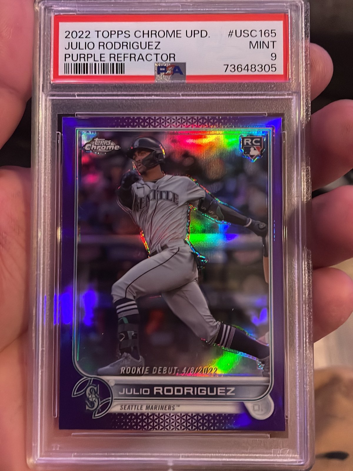 2022 Topps Chrome Update USC165 Julio Rodriguez psa 9 purple