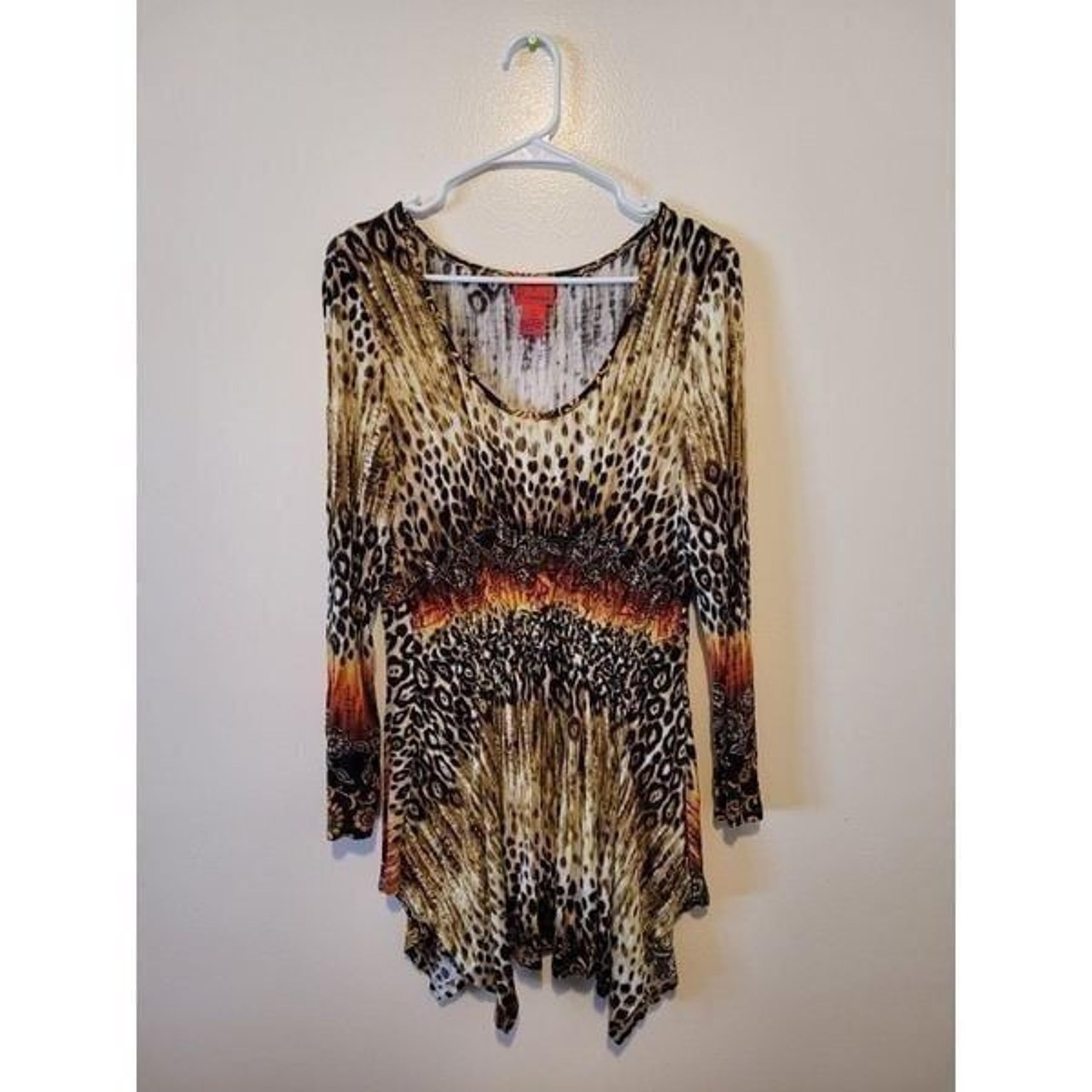 Cristina V leopard print long sleeve tunic
