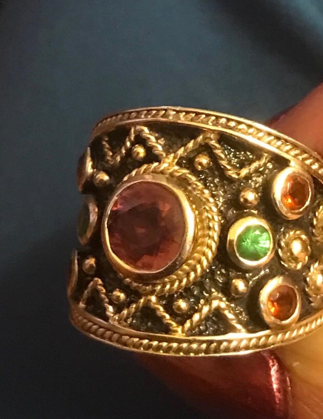 Vintage Estate Carol Brodie 14k and 925 natural gemstone Ring
