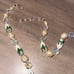 Vintage Vendome Signed Green Auroa Borealis Rhinestone Pearl Necklace