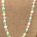 Vintage Vendome Signed Green Auroa Borealis Rhinestone Pearl Necklace