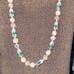 Vintage Vendome Signed Green Auroa Borealis Rhinestone Pearl Necklace