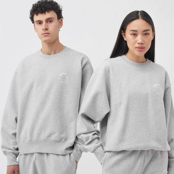 7 Days Active Monday Sweatshirt Unisex Grey M Athleisure Everyday Cozy Comfy