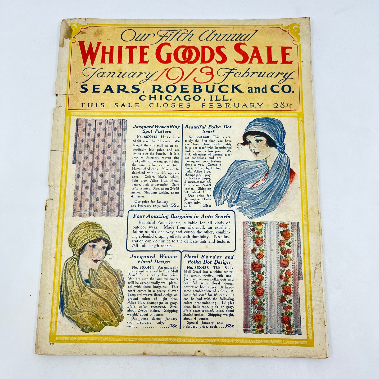 RARE Sears 1913 Jan/Feb White Goods Sale Catalog Sears Roebuck TF7
