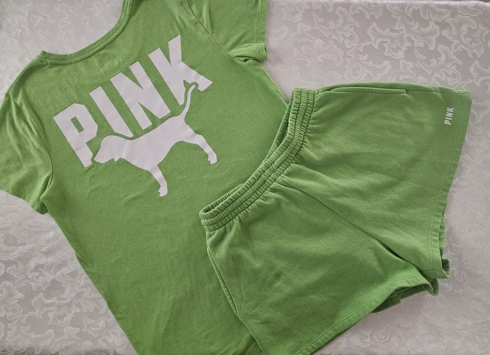 PINK VS HTF Lime Green Short Outfit, M