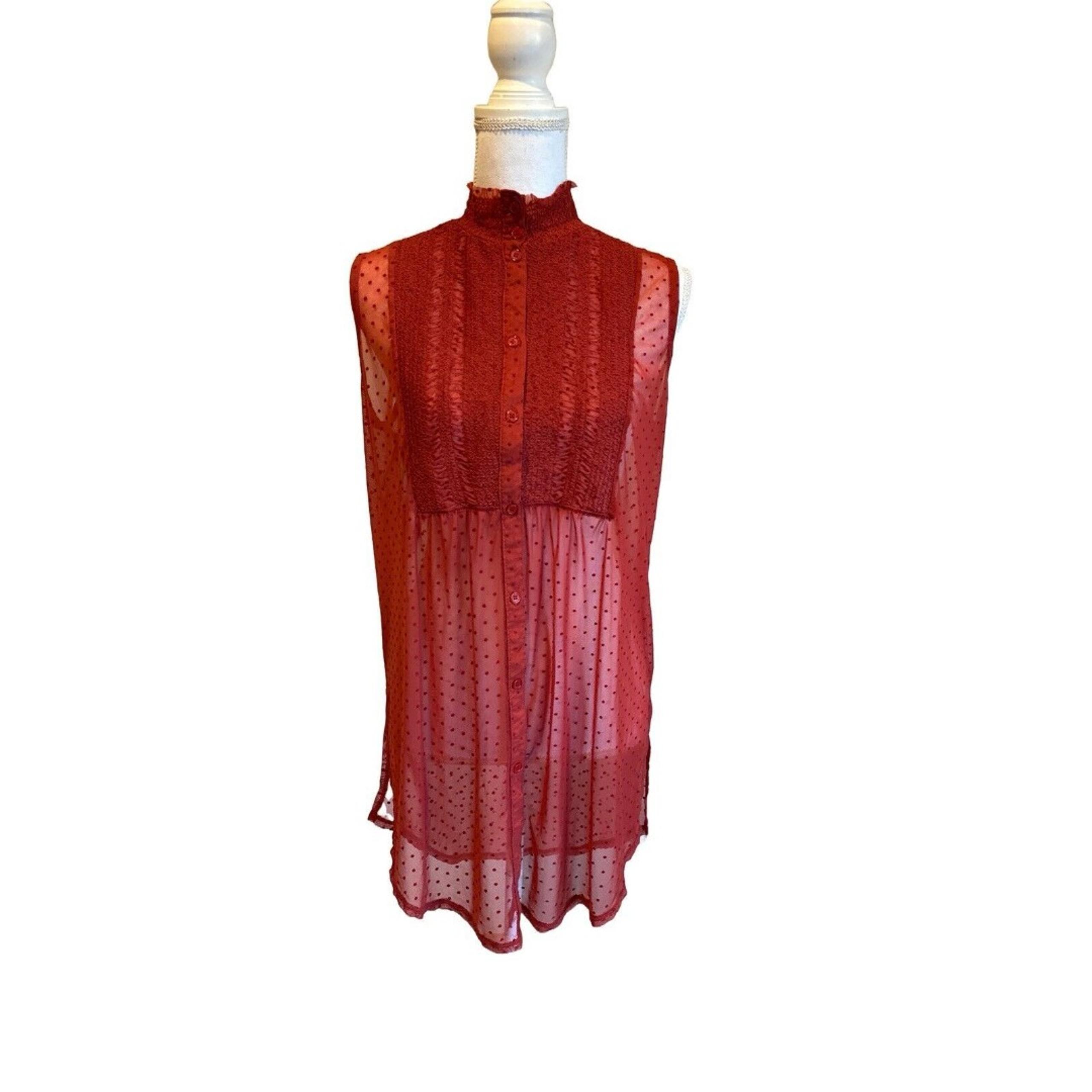 Anthropologie Vanessa Virginia Women's S Sheer Lace Boho Sleeveless Tunic Top