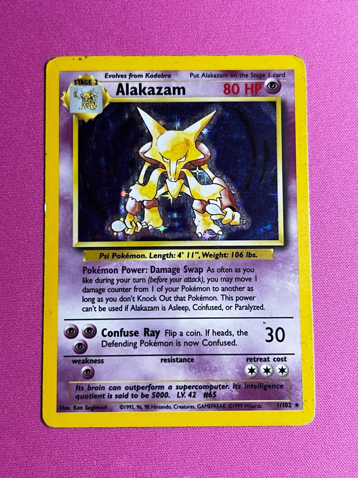 Pokemon Alakazam 1/102 WotC Base Set Unlimited Holo Rare