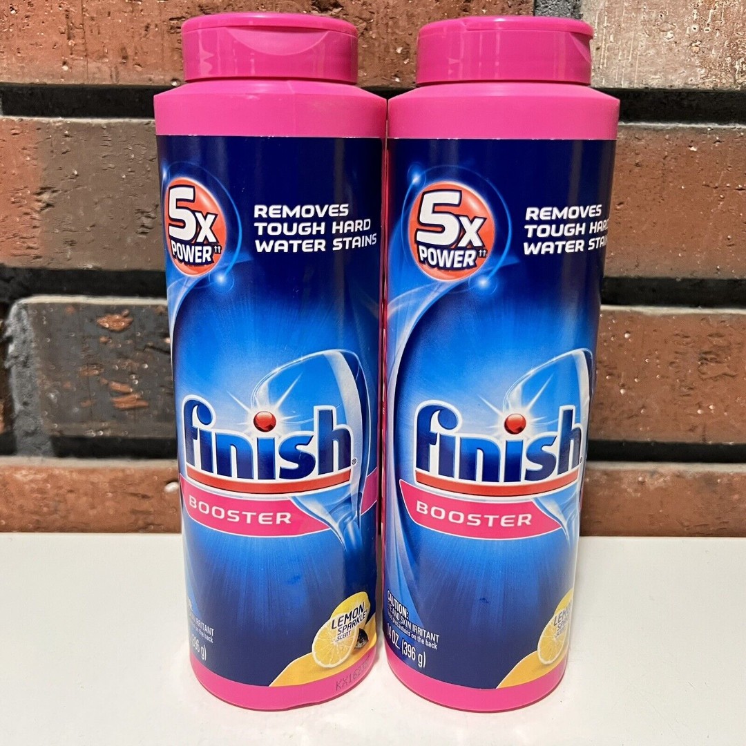 2 Finish Booster Powder Lemon Sparkle 14 Oz Ea Hard Water Stains Detergent