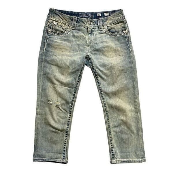 Miss Me Light Wash Signature Cuffed Capri Embellished Pocket Jeans | Size 26