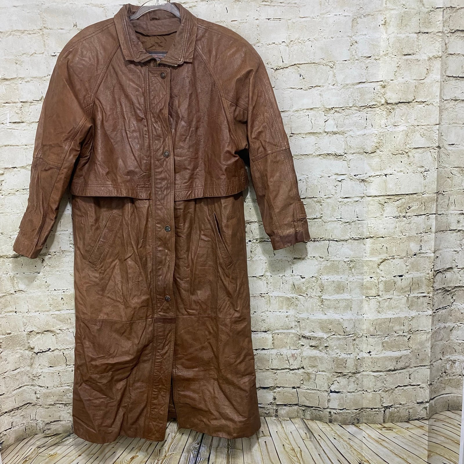 Vintage Adventure Bound Wilsons Brown Leather Trench Coat Jacket