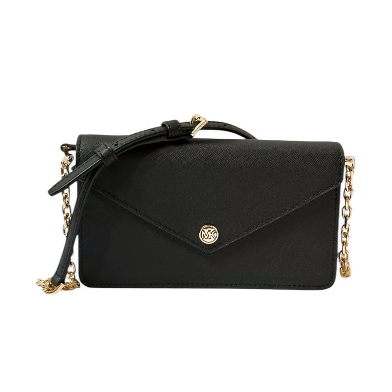 Michael Kors Small Saffiano Leather Envelope Crossbody/Clutch Bag Black NWT