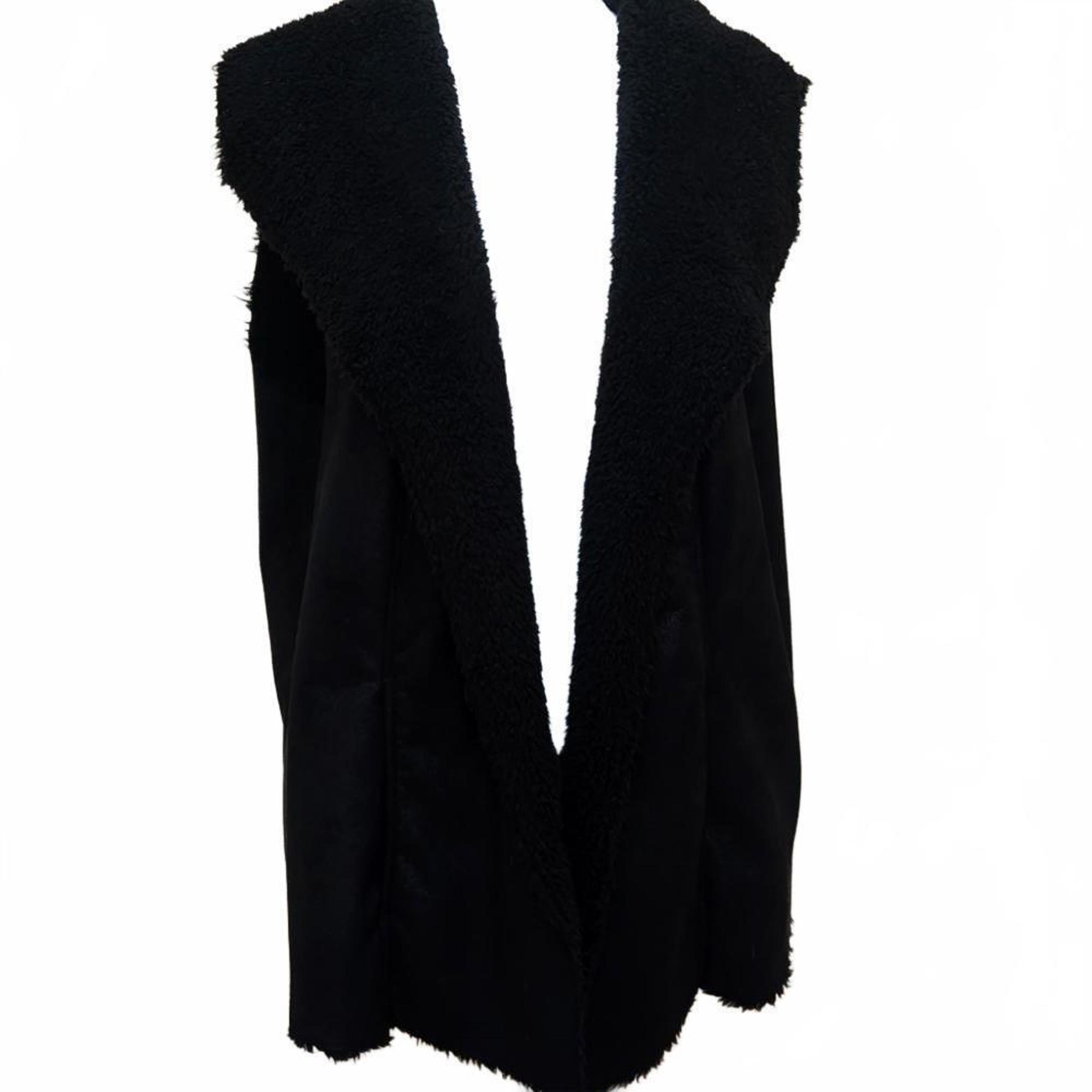 Style & Co Stylish Black Faux Fur Vest, XL