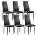 Dining Chairs Set of 6 Kitchen High Back Dining Room Chair with Metal Leg Black