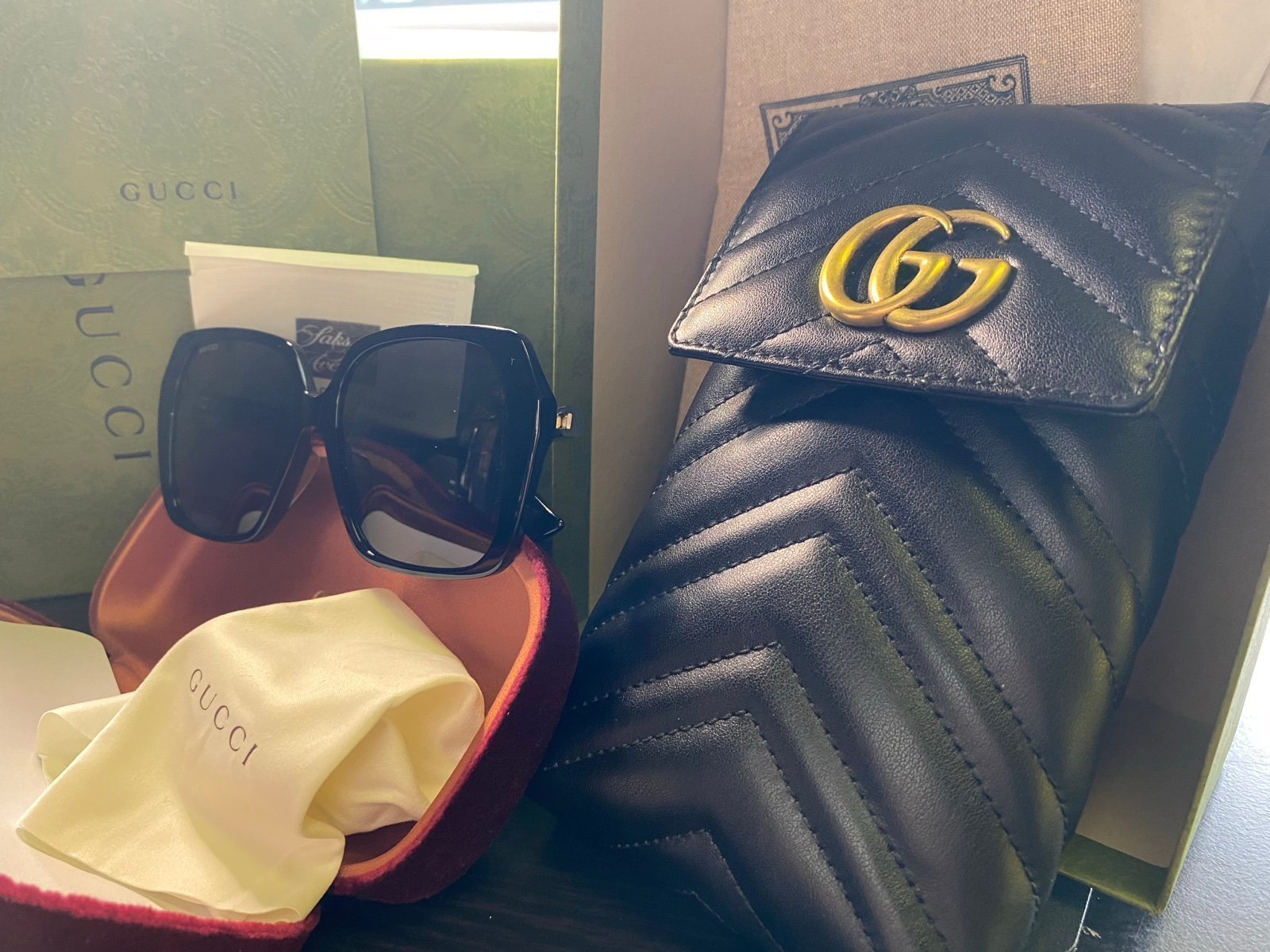 Gucci Black GG Marmont Flap Diagonal Quilted GG Mini Canvas Crossbody