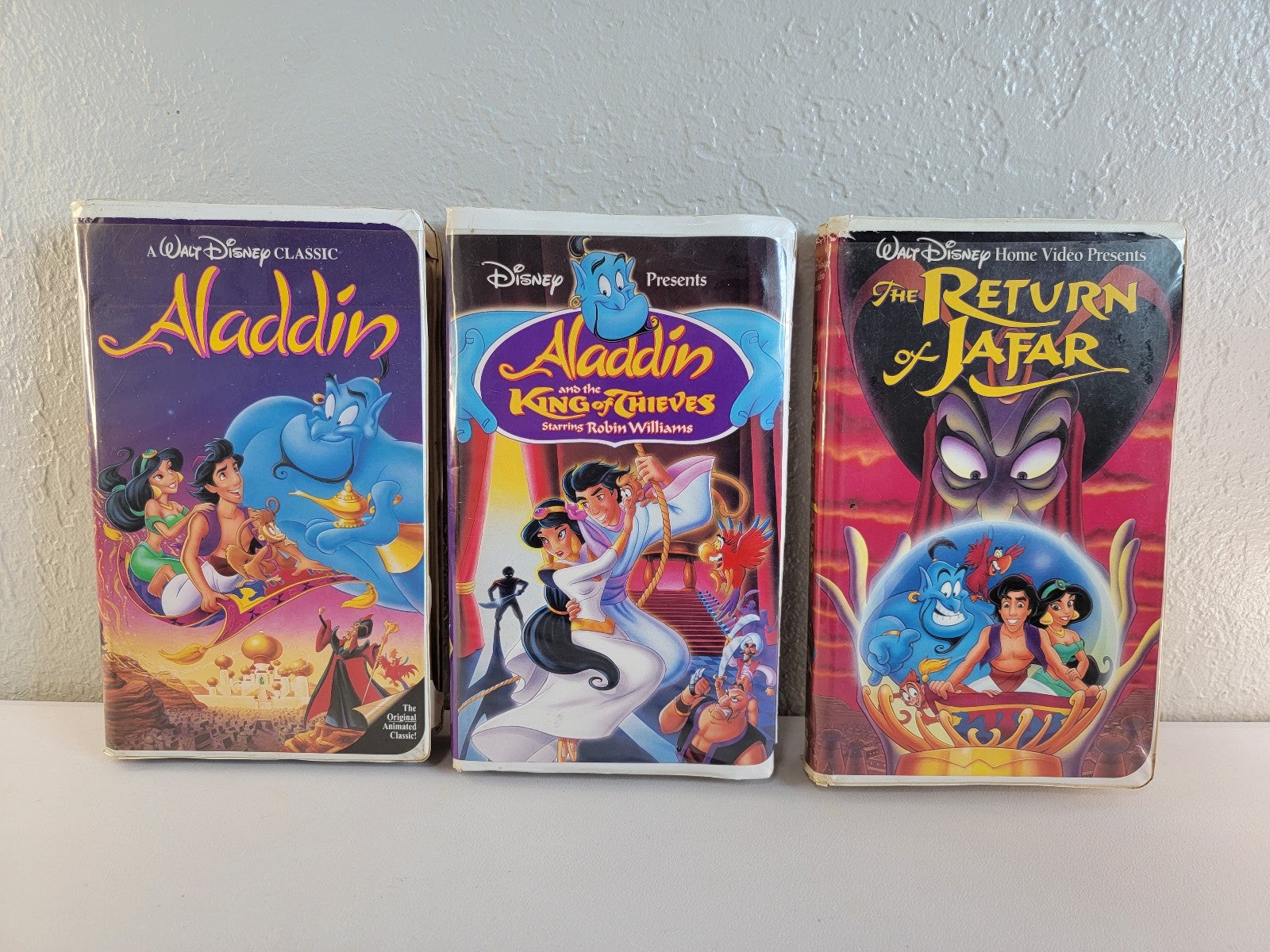 Lot of 3 Classic Collectible VHS Walt Disney Aladdin Movies