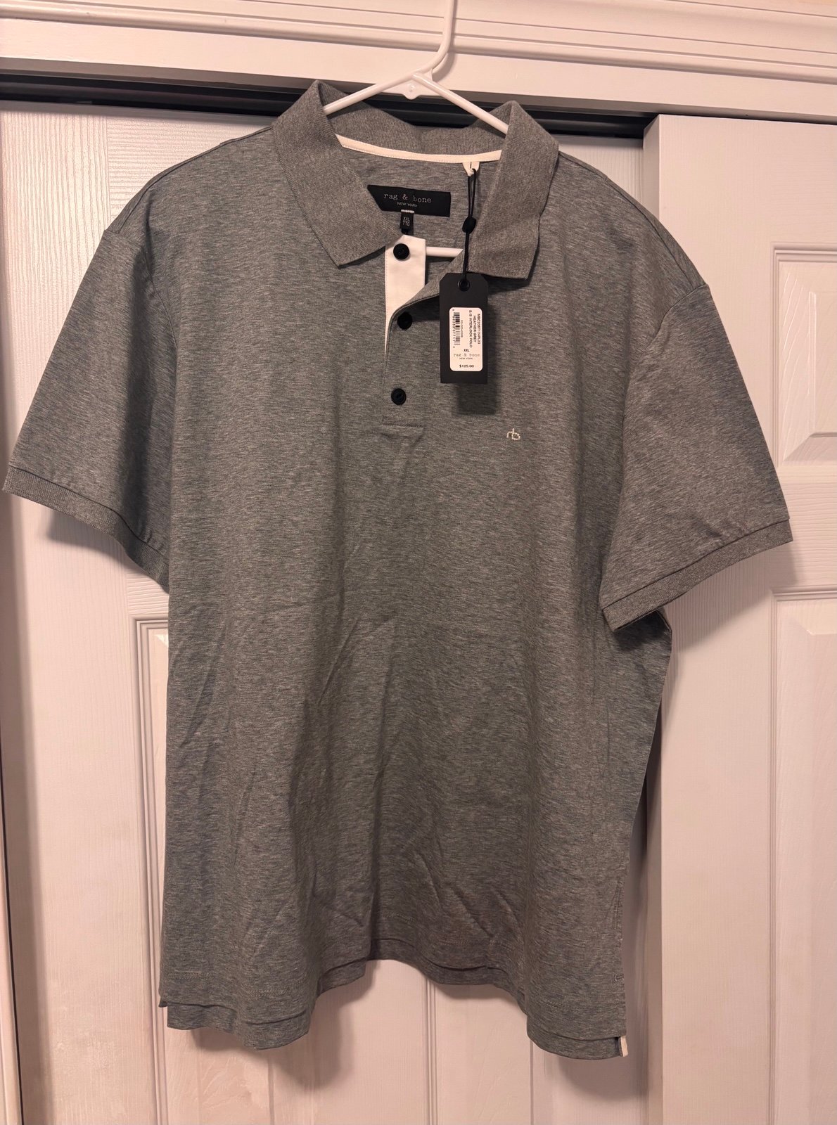 Rag and Bone Heather Gray Short Sleeve Interlock Polo Men's Size XXL