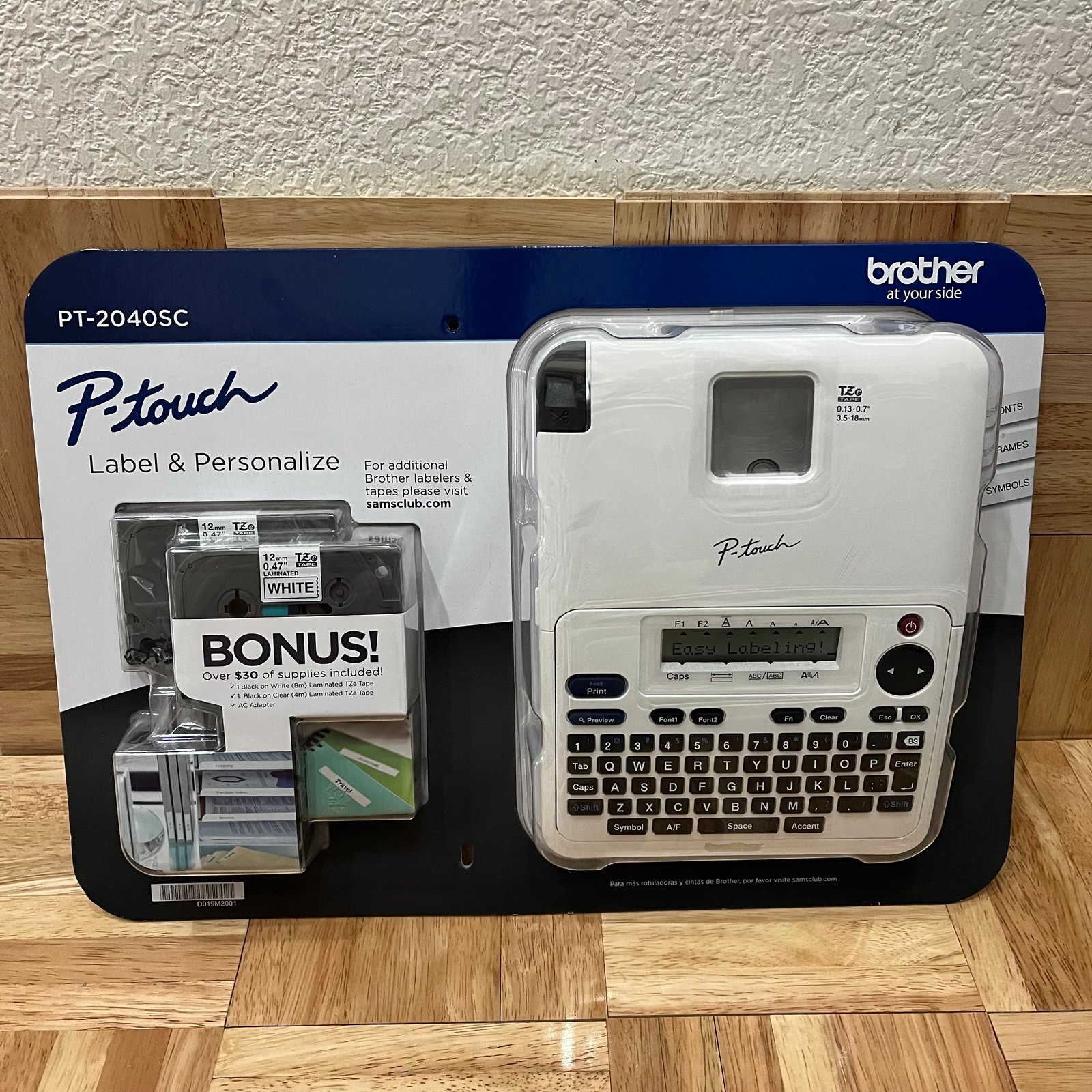Brother P-Touch PT-2040SC Labeler Maker White 2 Label Tapes + AC Adapter Printer