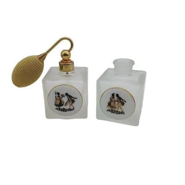 Frosted Austria Glass Atomizer Perfume Bottle Couple Set